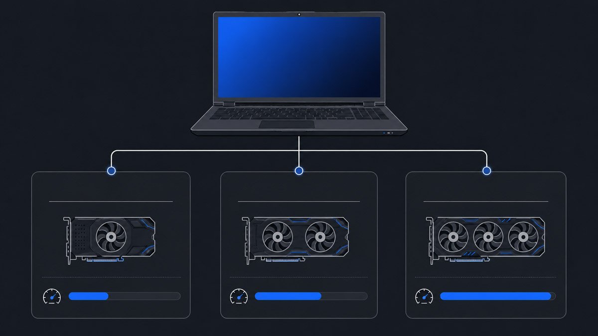 Diagram showing one Clevo NH70 chassis branching into three graphics card configurations with increasing performance levels
